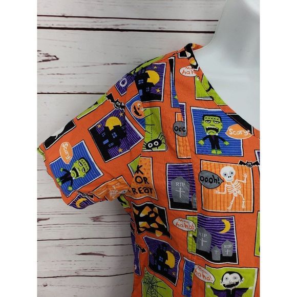 Halloween Scrub Star XS monster cat Scrub top shirt - Picture 9 of 10